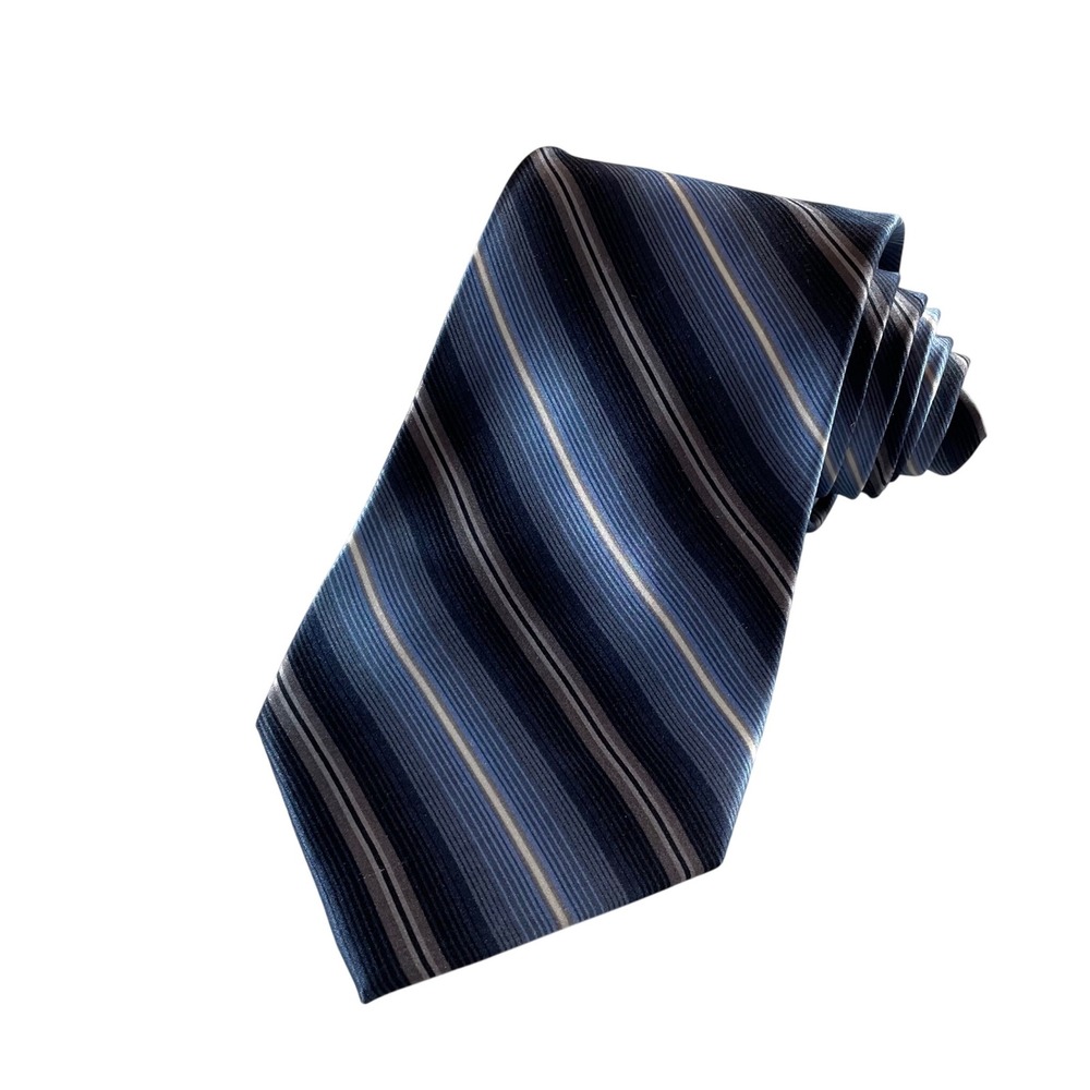 Covington Mens Silk Striped Necktie‎ Blue Gray Formal Business